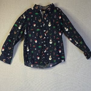 Festive Kids Shirt - Black with Holiday Print